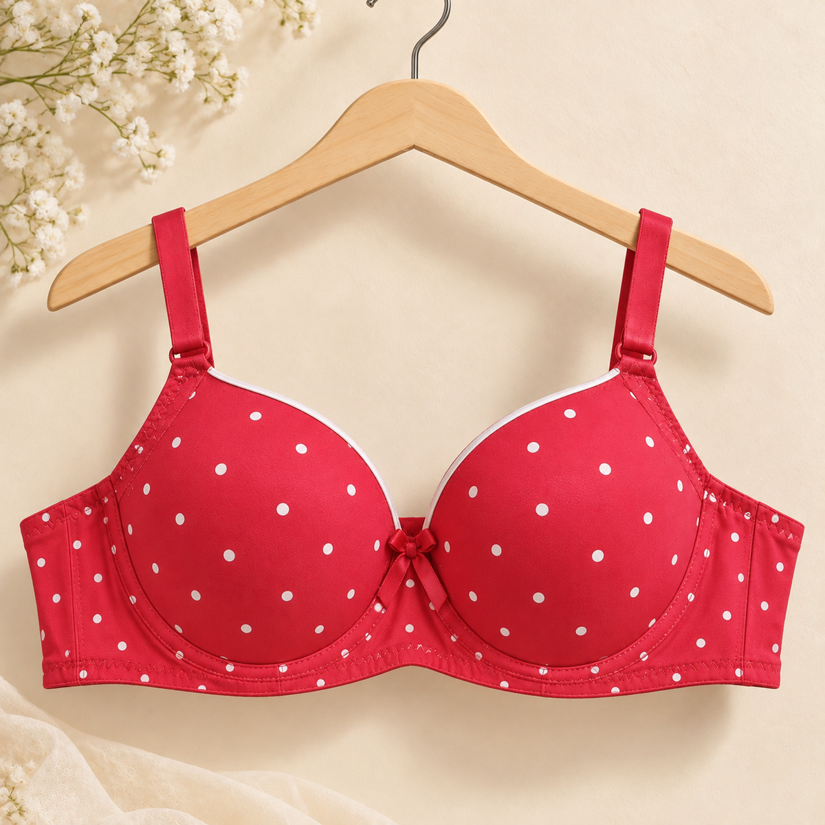 Red Polka Dot Push-Up Bra -C Cup A1-D1