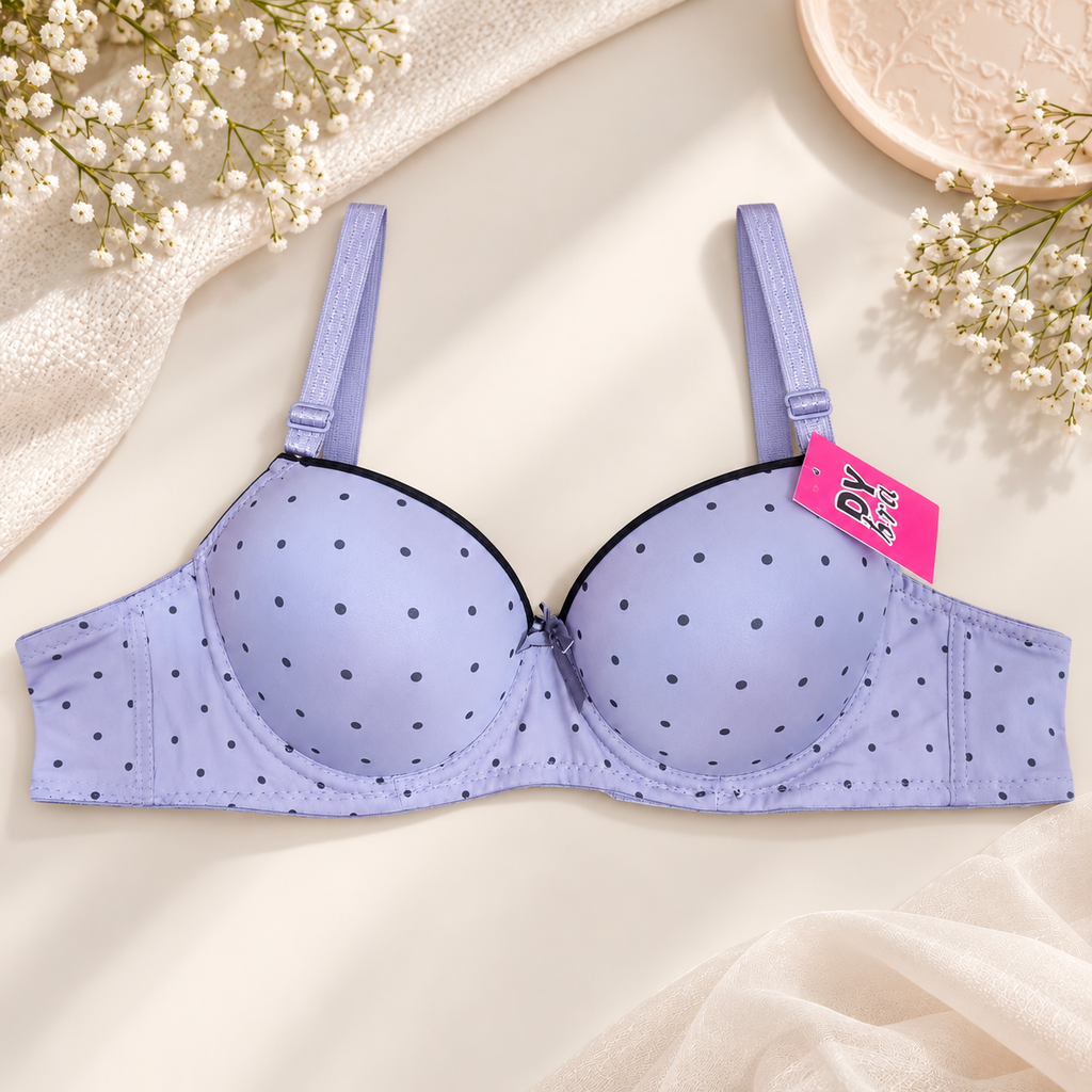 Lilac Charm Paddad Bra- Polka Dot Push-up bra