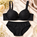 Bluebell Bloom Floral Padded Bra & Panty Set – Black