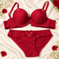 Elegant Bow Detail Padded Bra & Panty Set