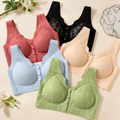 Floral Lace Front Button Wireless Comfort Bra