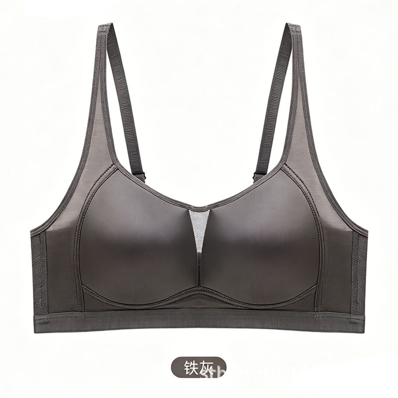 Smooth Satin Padded Wireless Bra with Breathable Mesh Sides
