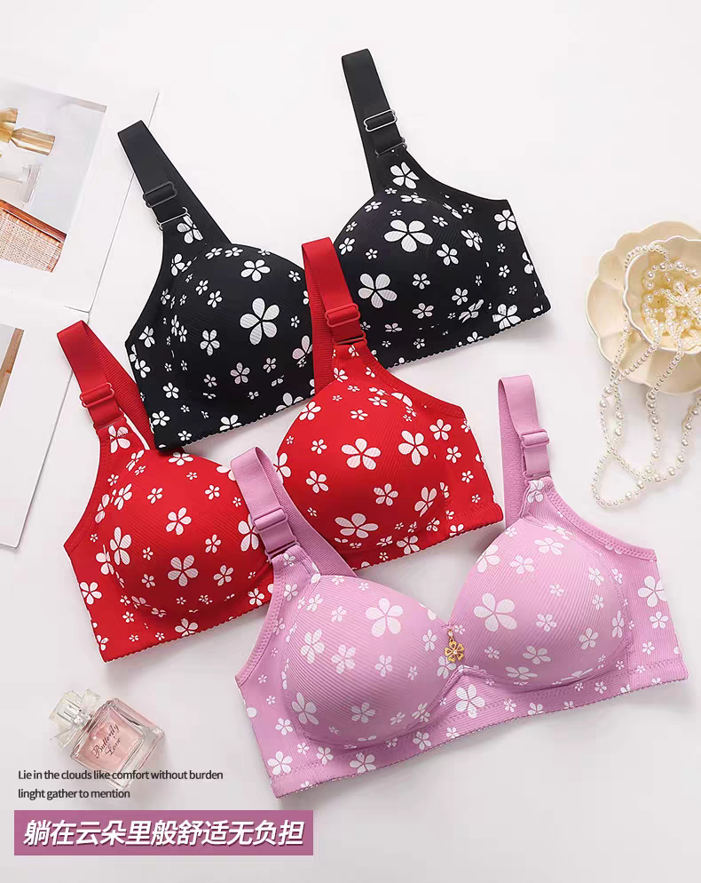 Floral Print Wireless Lightly Padded Comfort Bra