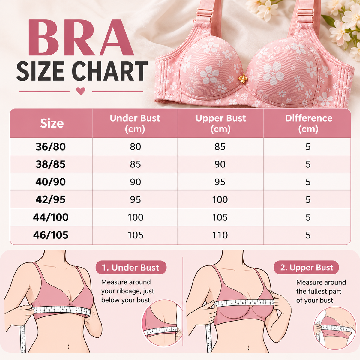 Floral Print Wireless Lightly Padded Comfort Bra