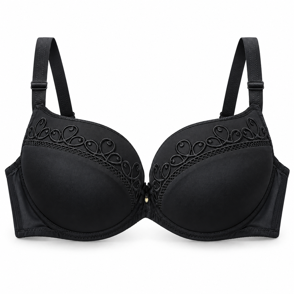 Elegant Swirl Embroidered Padded Bra with Adjustable Straps