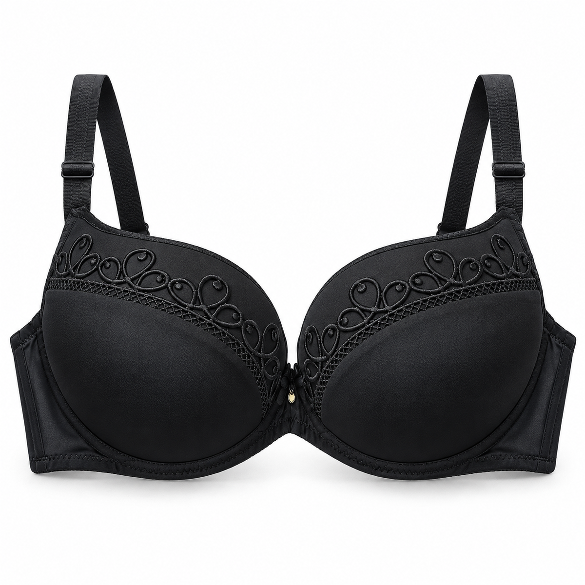 Elegant Swirl Embroidered Padded Bra with Adjustable Straps