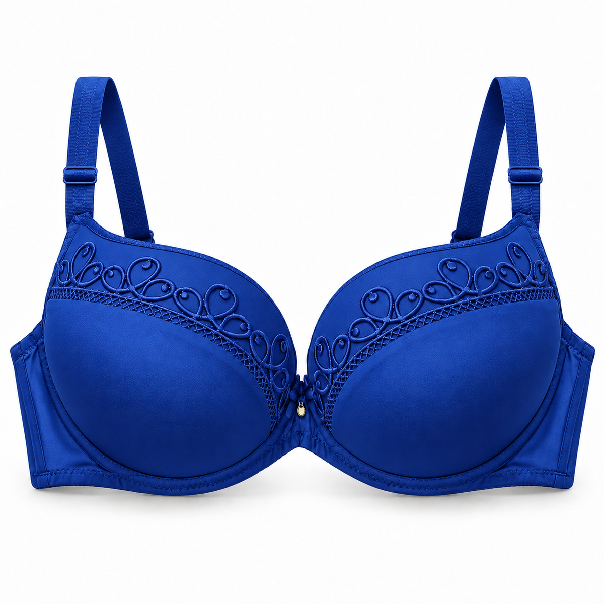 Elegant Swirl Embroidered Padded Bra with Adjustable Straps
