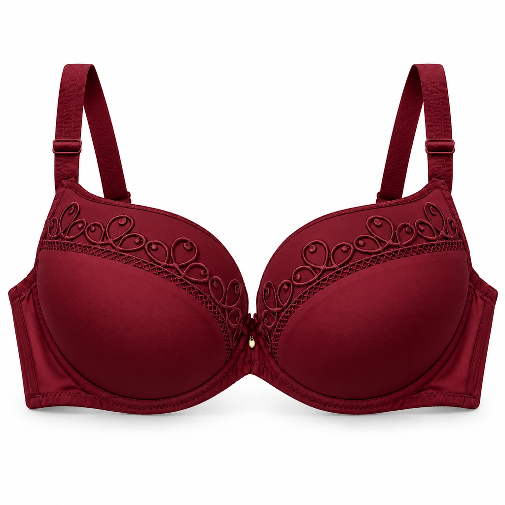 Elegant Swirl Embroidered Padded Bra with Adjustable Straps