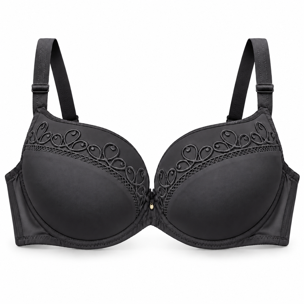 Elegant Swirl Embroidered Padded Bra with Adjustable Straps