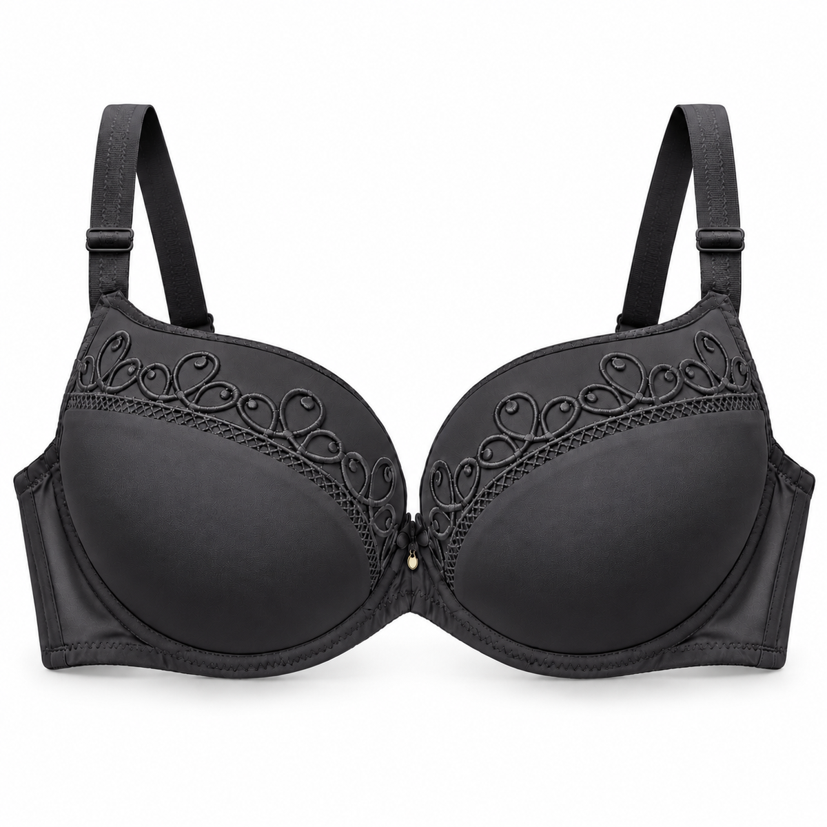 Elegant Swirl Embroidered Padded Bra with Adjustable Straps