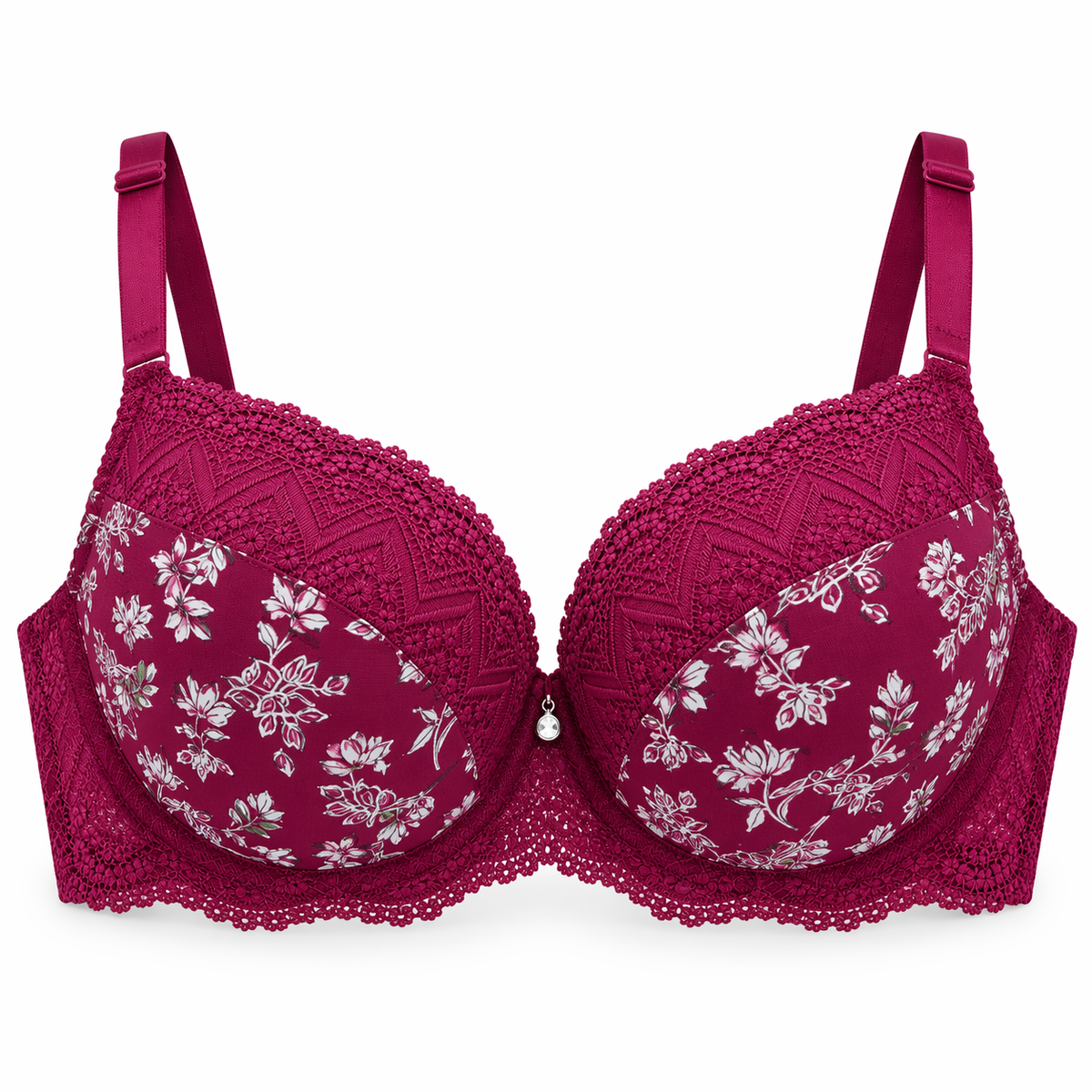 Floral Lace Padded Underwire Bra – Elegant Everyday Support