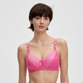 Striped Heart Lace Padded Bra with Rhinestone Details
