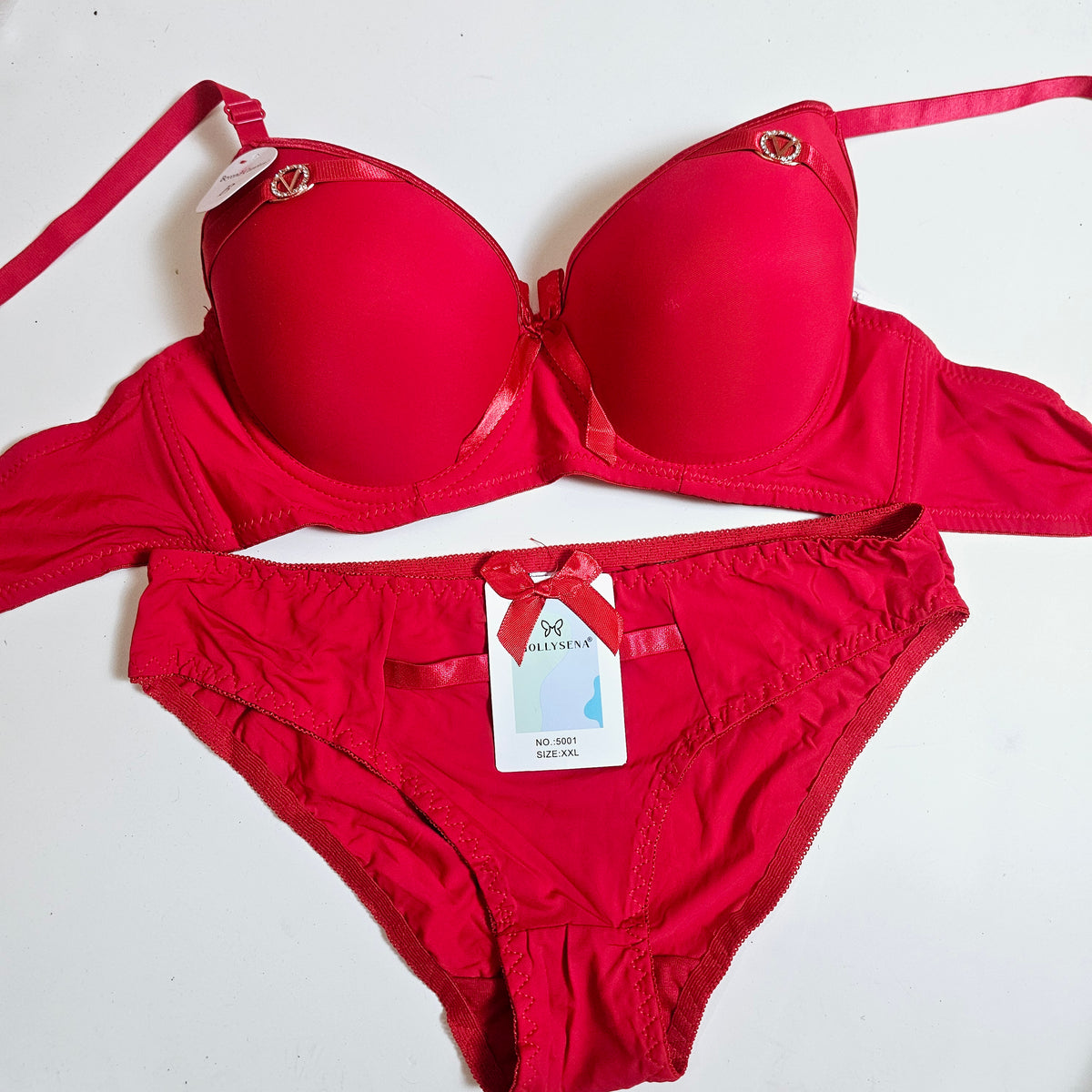 Elegant Bow Detail Padded Bra & Panty Set
