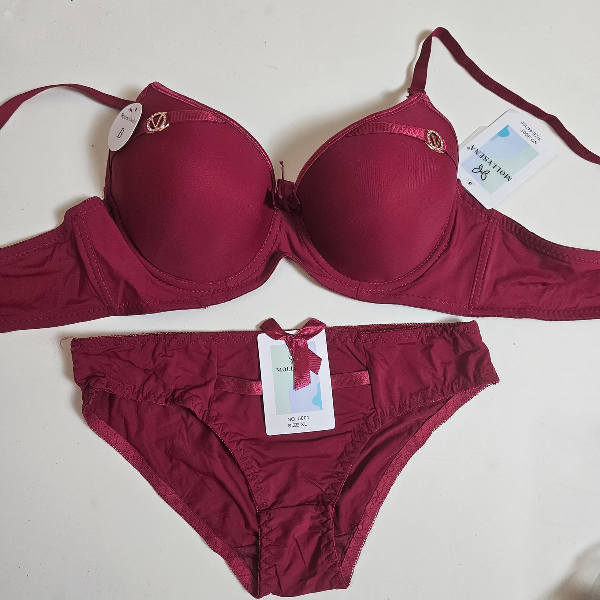 Elegant Bow Detail Padded Bra & Panty Set