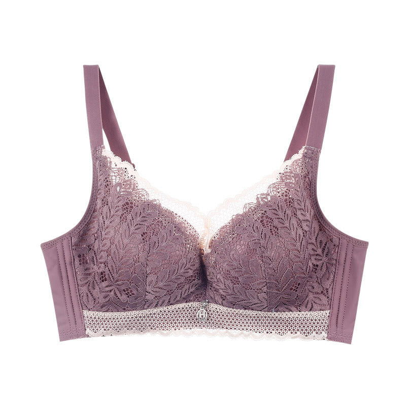 Women’s Lace Bra – Floral, Full Coverage (Purple) 459