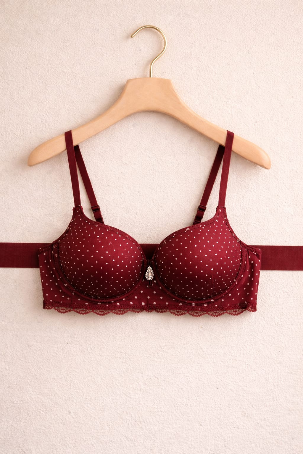 Polka Dot Push-Up Bra - Mahroon 453