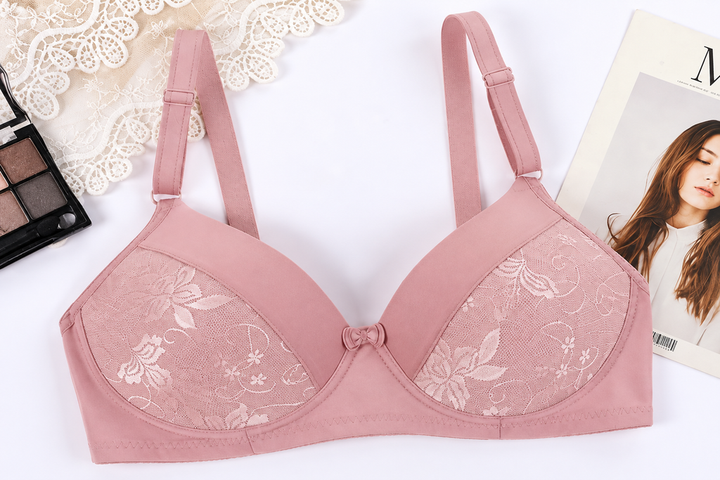 Soft Lace Bra with Natural Support - Dusty Pink A7-E7