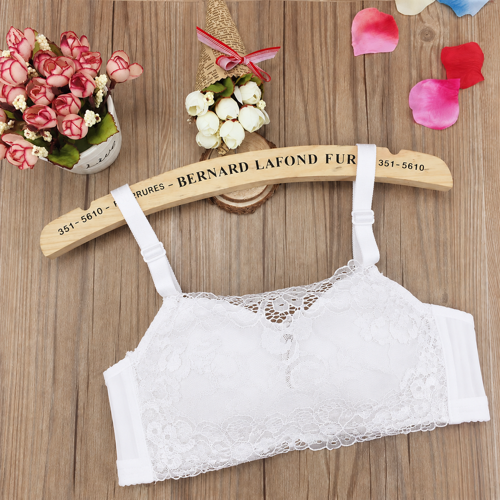 Elegant White Lace Wireless Enhancing Bra 401