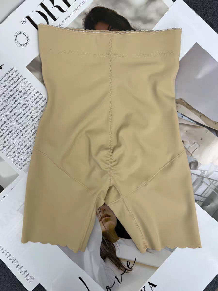 High-Waist Lace Panel Shaping Shorts -Skin