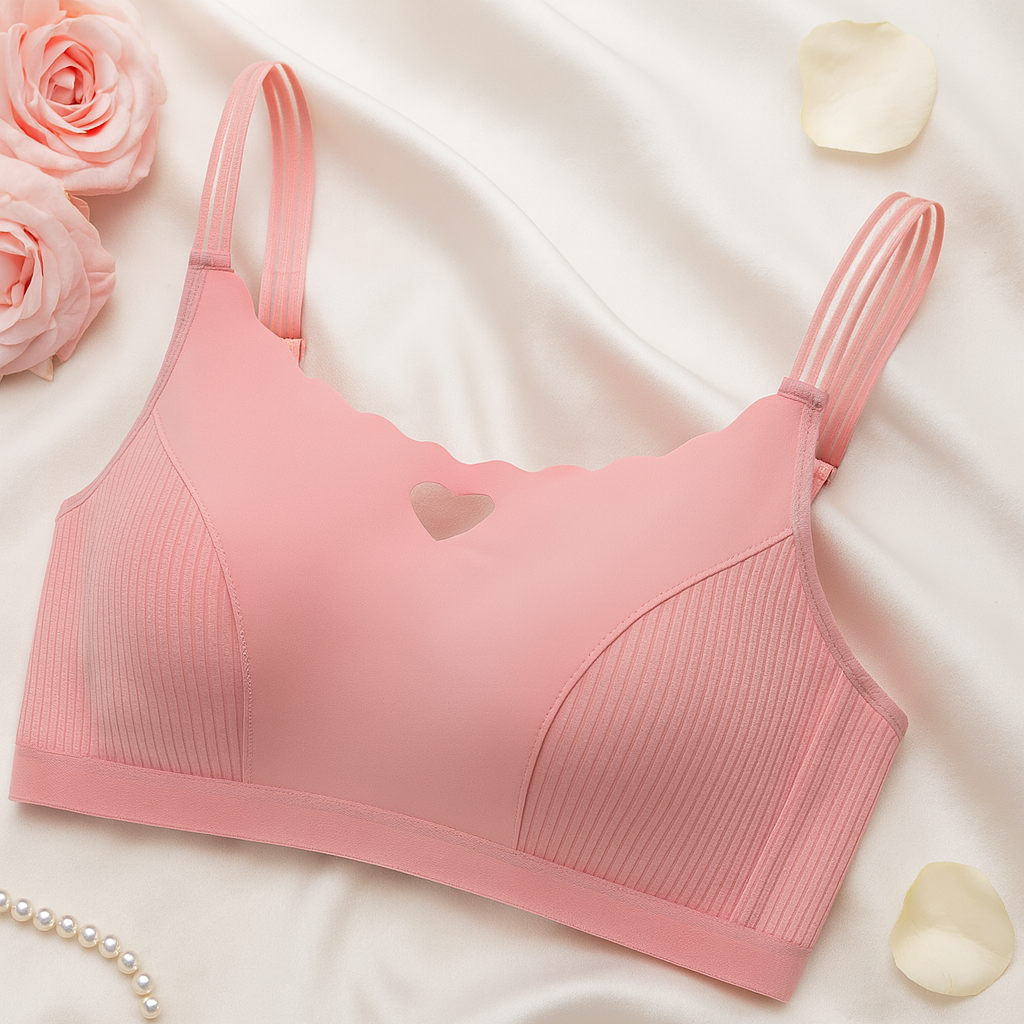 Heart Detail Wireless Bra– Pink 452