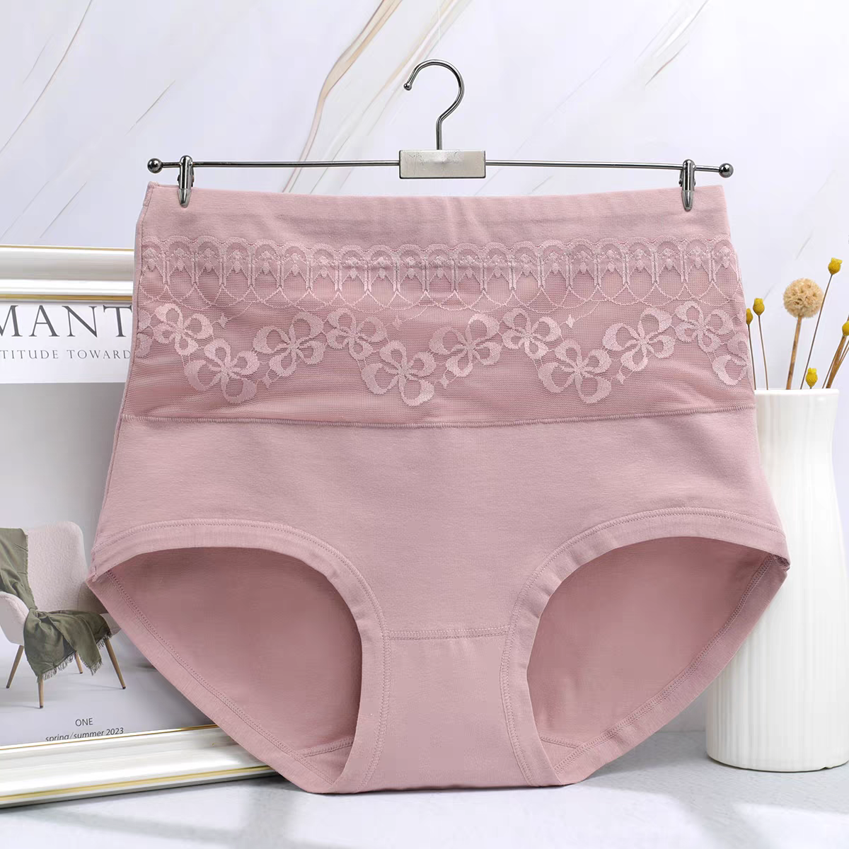High-waist  Lace Details Underpants