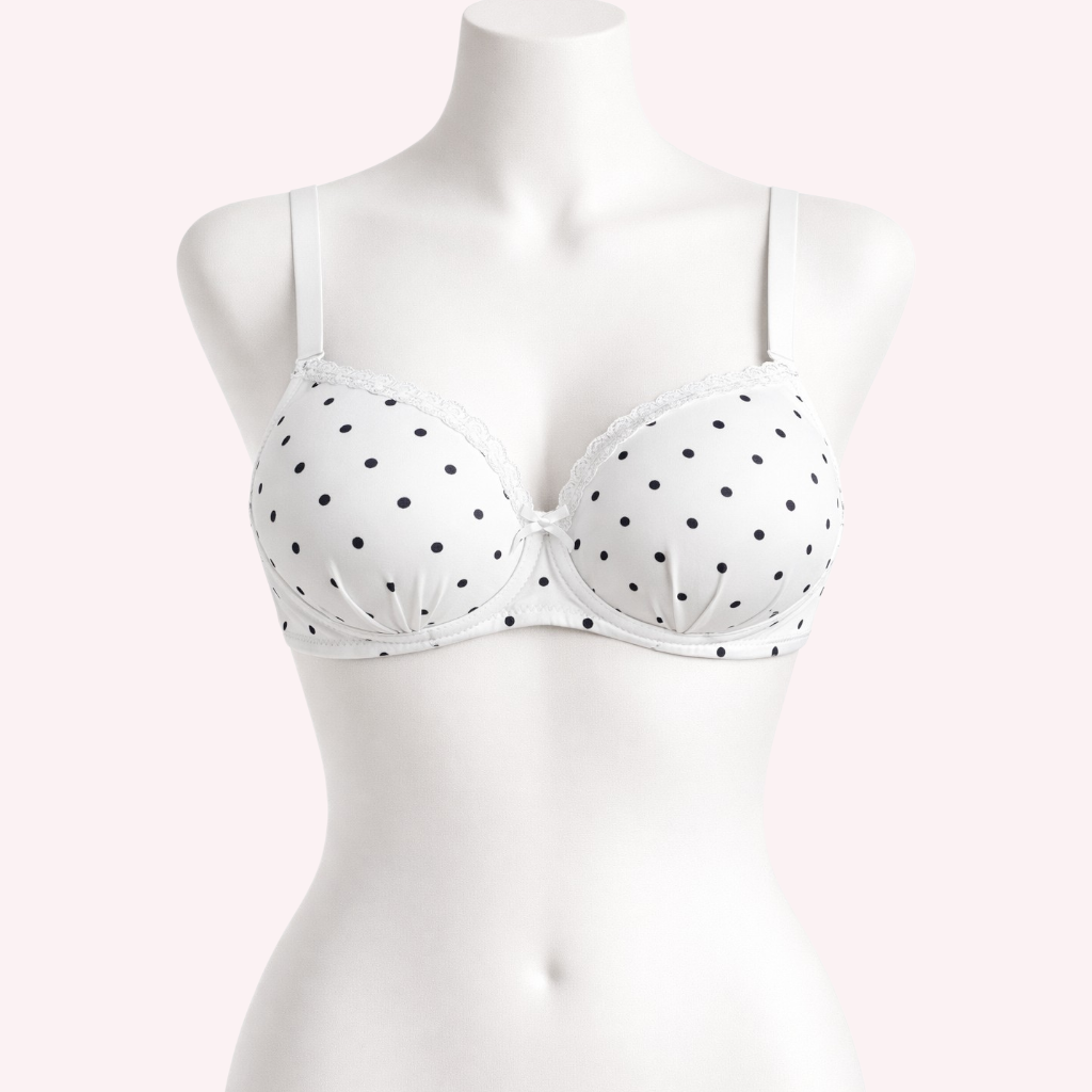 White Polka Dot Wired Padded Bra for Women – Soft Comfortable Daily Wear 407