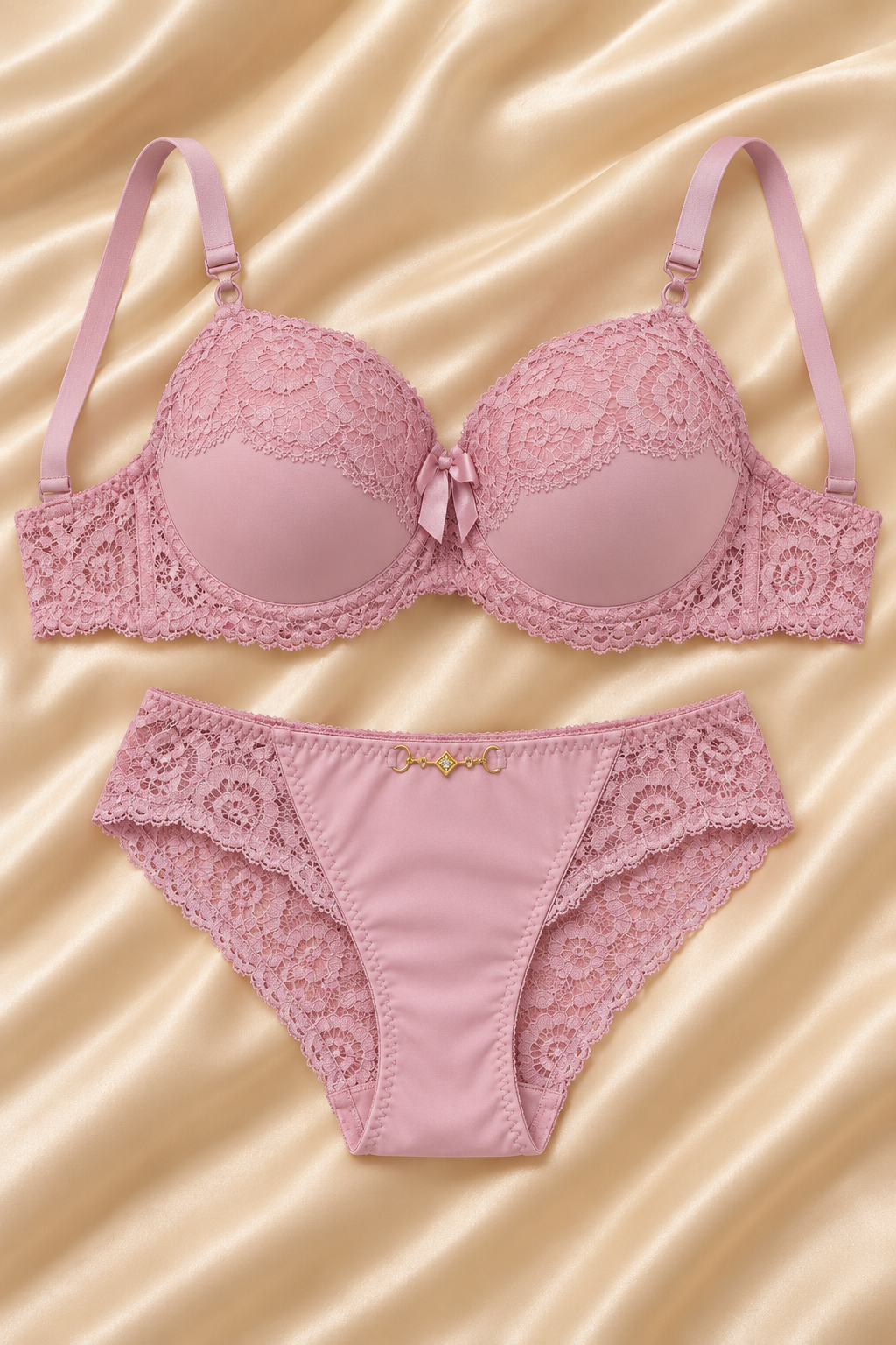 Elegant aur Premium Pink Blossom Lace Bra A4. 002