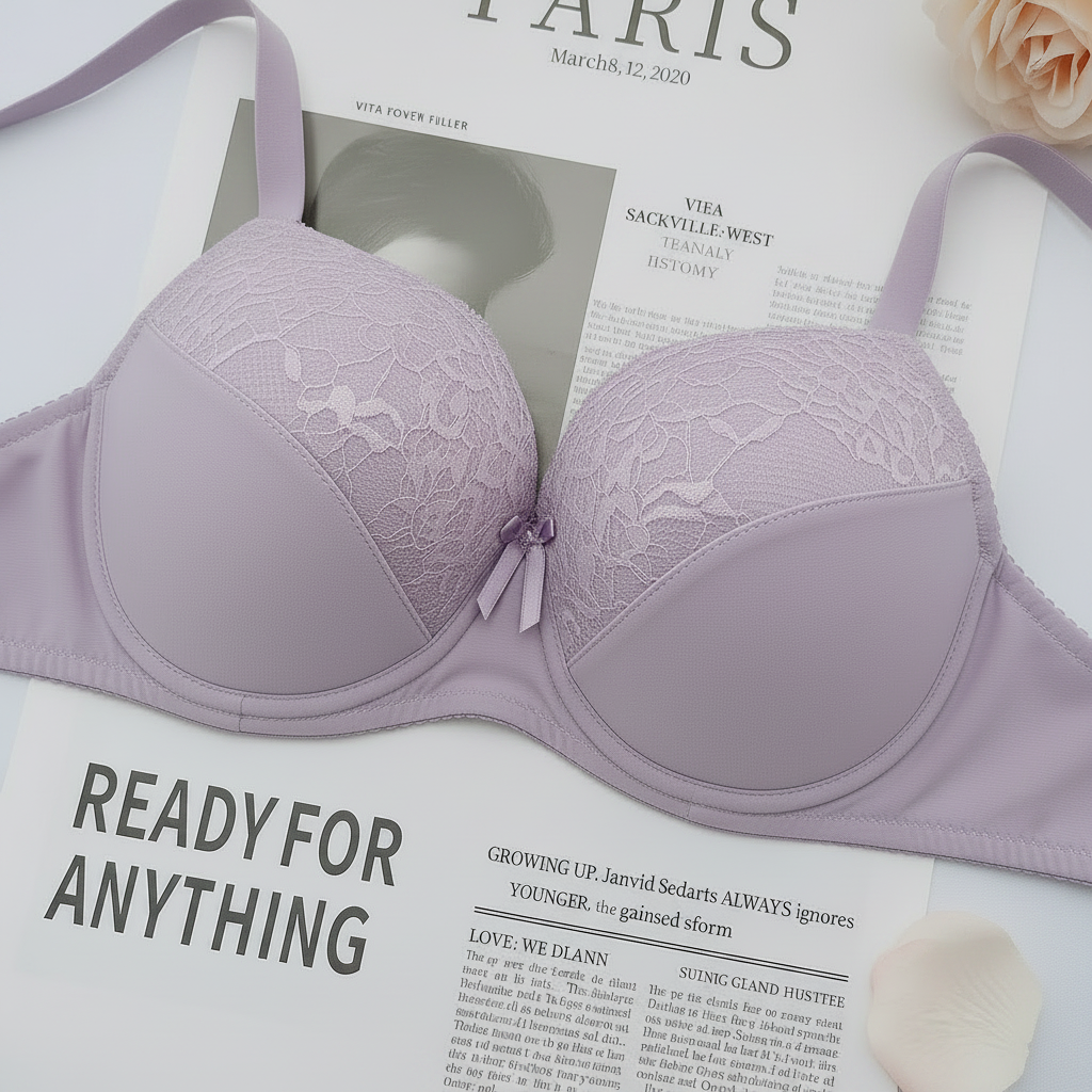 Light Purple Lace Detail Support Bra - C Cup