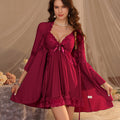 Women’s Lace Nighty 3 Piece Set- Mahroon 405