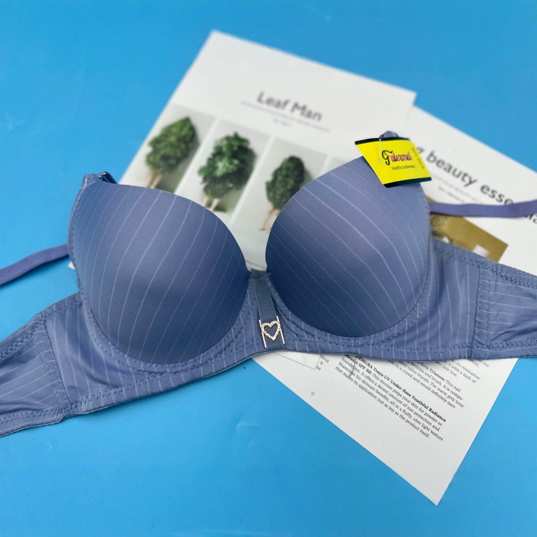 White Stripped Support Bra Blue 453
