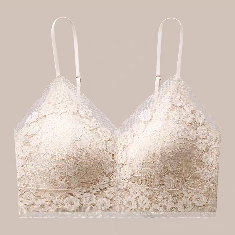 Elegant Floral Lace Bralette Pinkish Light Skin 443