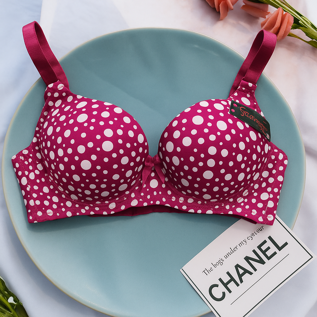 White Dotted Mahroon Support Bra 402