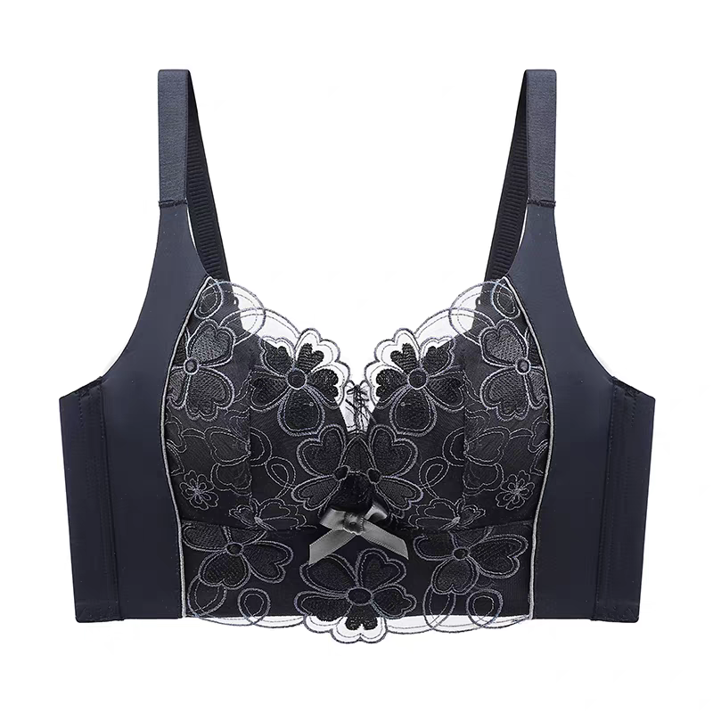 Grace Lace Comfort Bra - Charcoal Grey 401