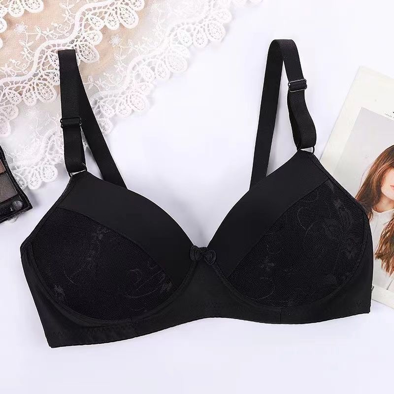Soft Lace Bra with Natural Support -Black 444