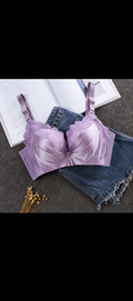 Purple Silk Bra With Lace Details 456