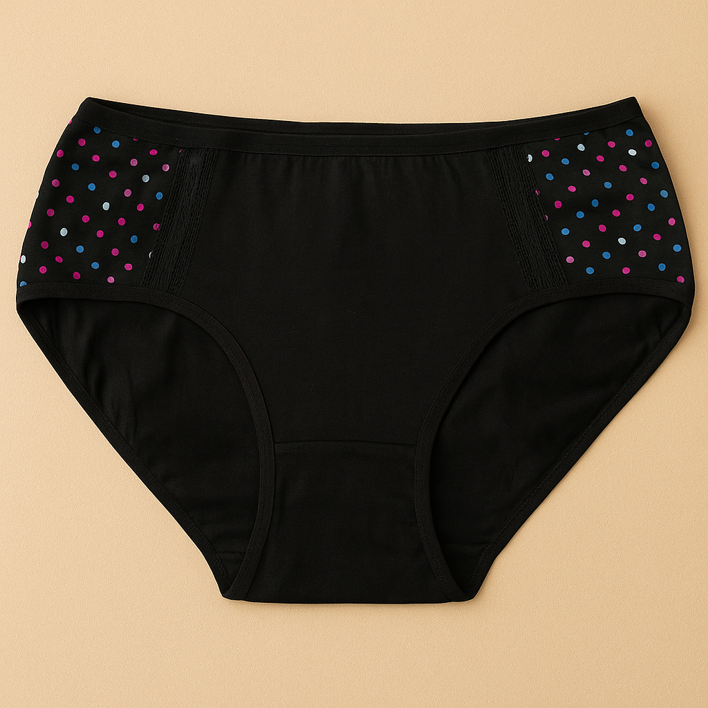 Side Dotted Panty Black