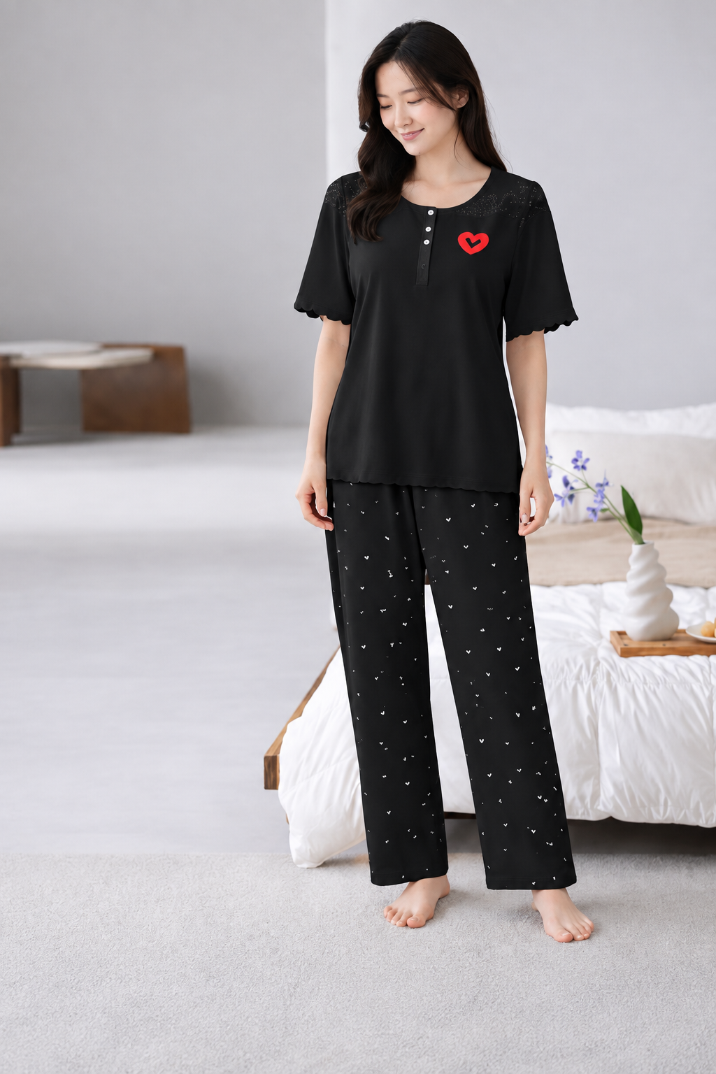 Ladies Soft Night Suit – Black 445