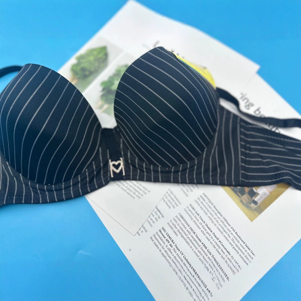 White Stripped Support Bra-Black 402