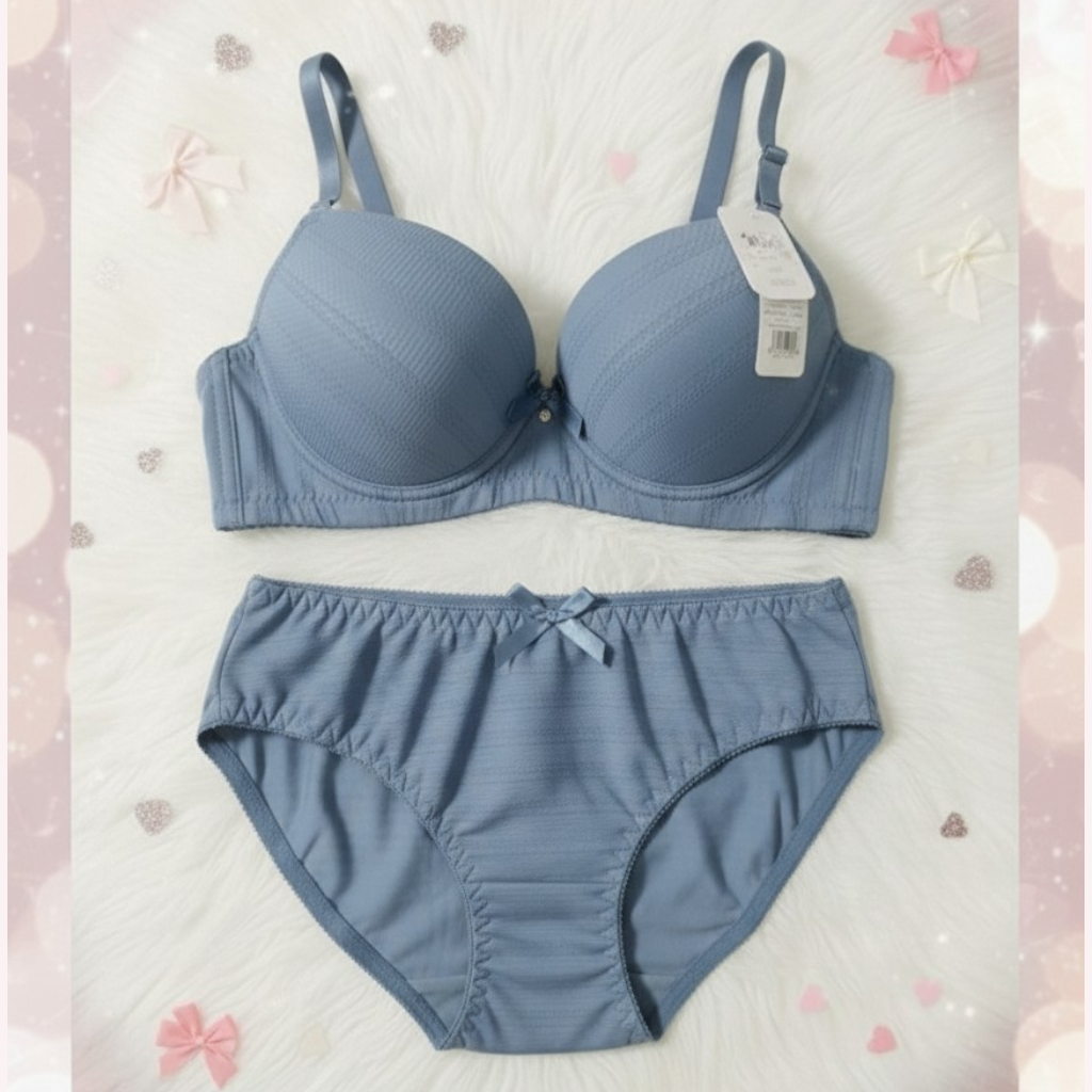 Premium Dusty Blue Bra & Panty Set for Women - Breathable Comfort Wear 431