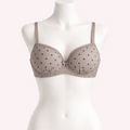 Chocolate Brown bra with black polka dots wired bra for daily wear in Pakistan 