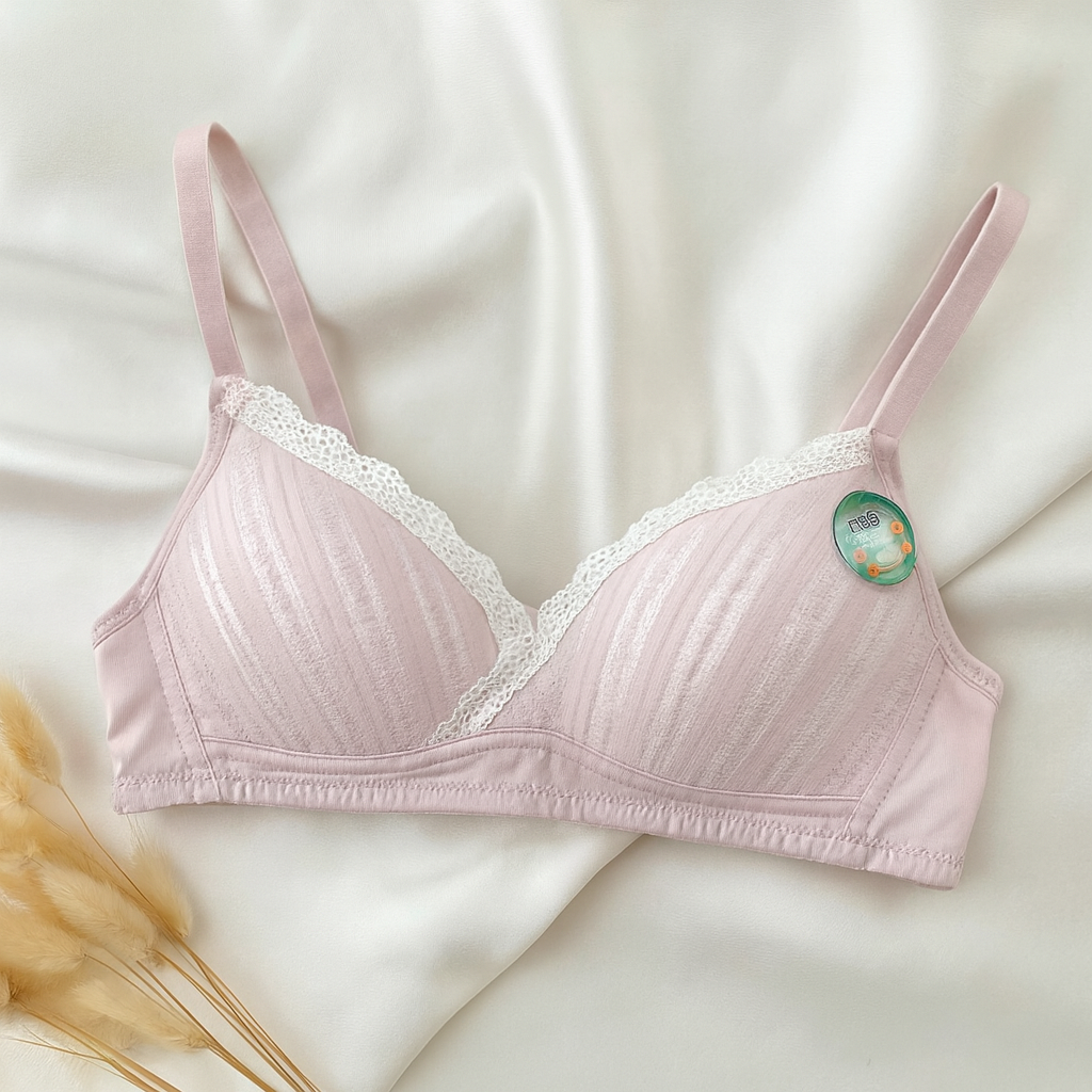 Youth Bra with Lace Trim - Light Purple