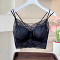 Elegant Lace Satin Bralette -Black 446