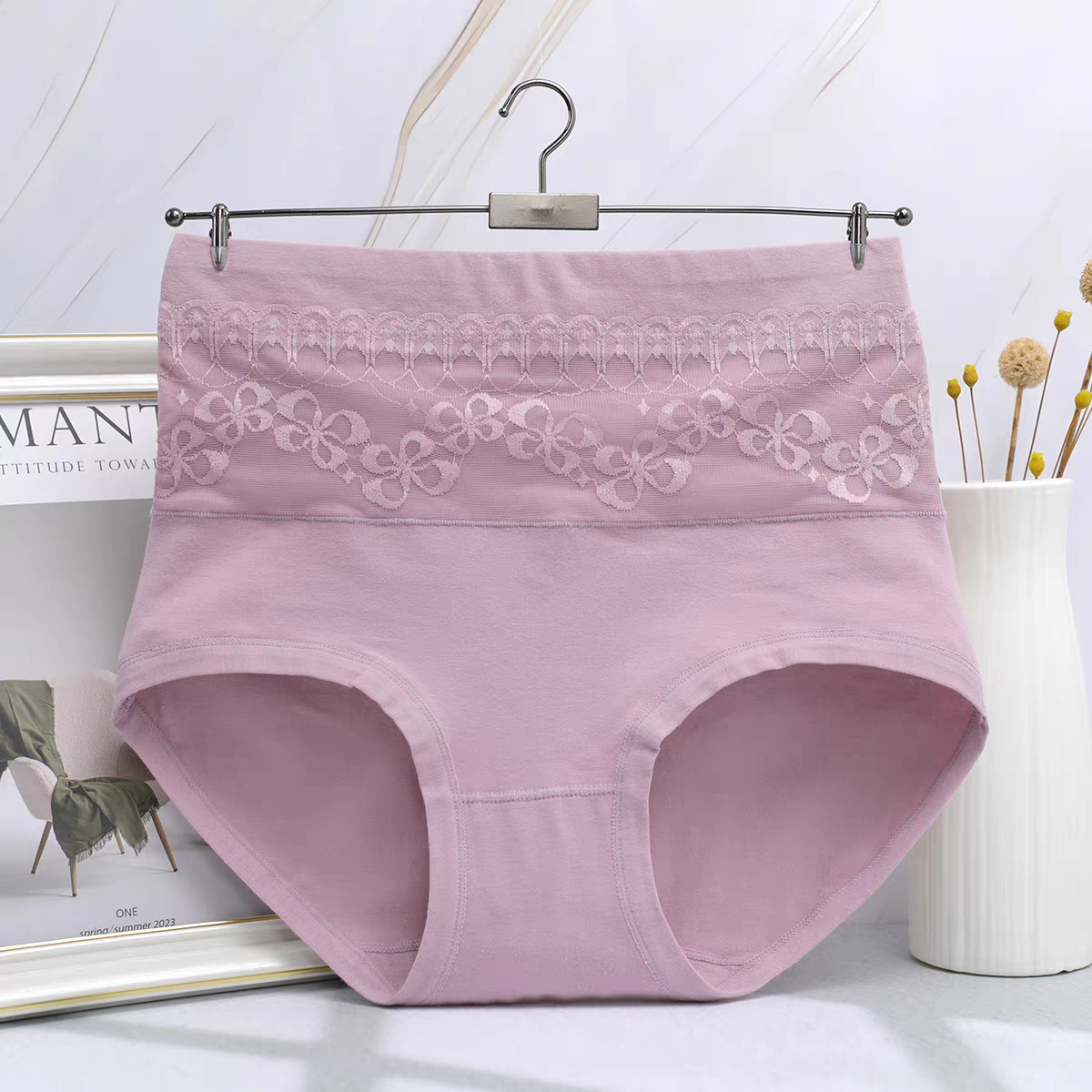 High-waist  Lace Details Underpants