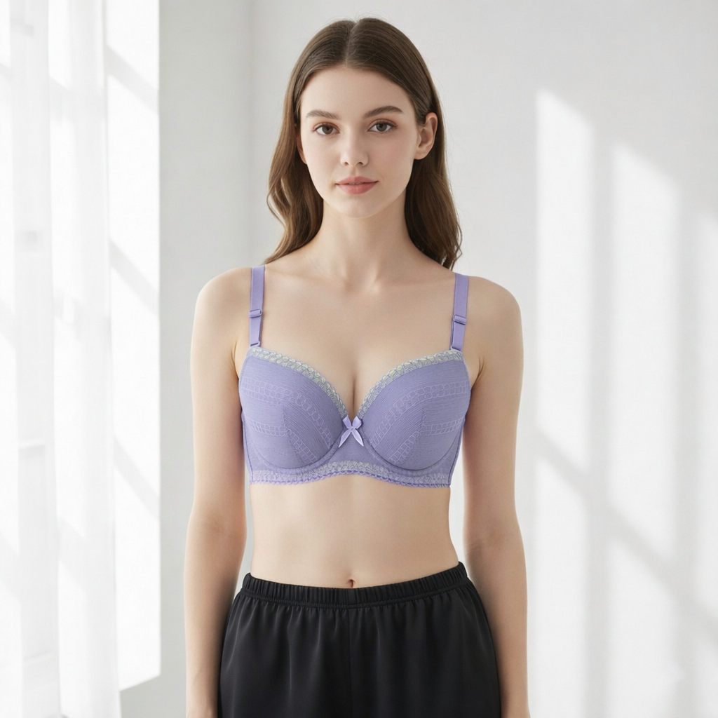 Purple grey Color Push-Up Bra 447
