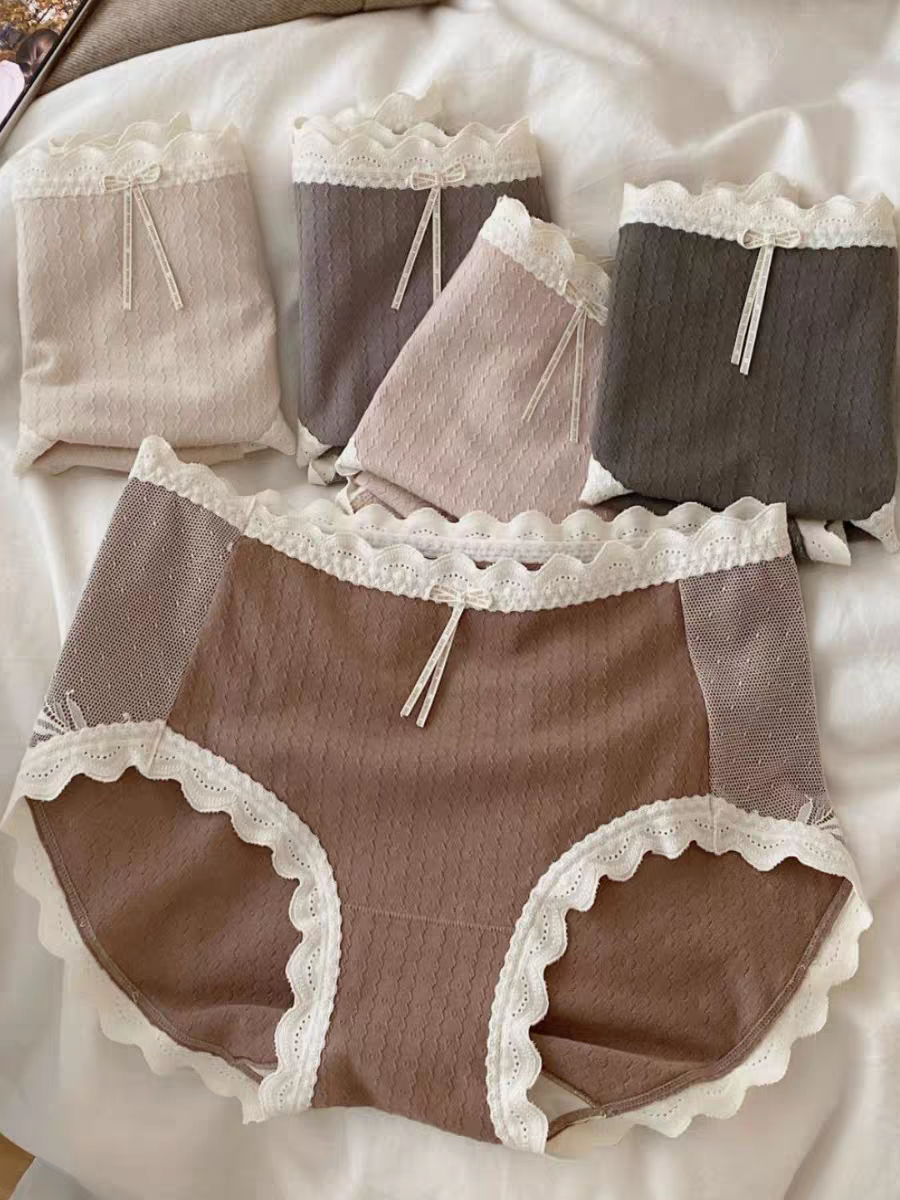 Cotton lace panty - Brown