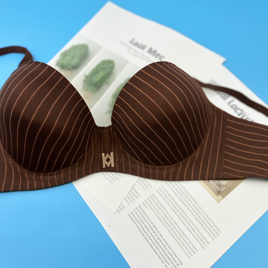 White Stripped Support Bra Chocolate Brown 402