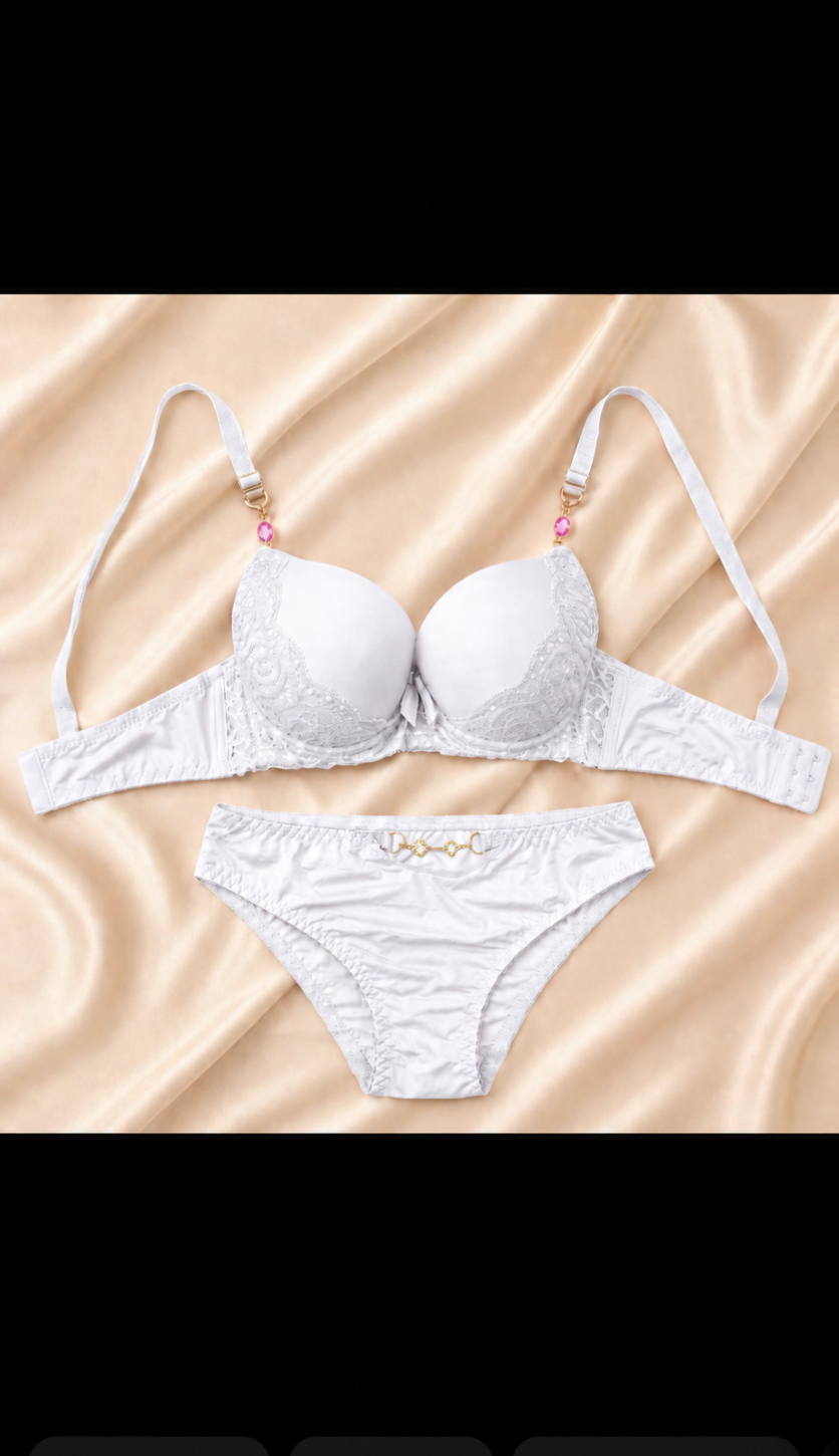 Elegant White Lace Push-Up Bra & Panty Set 🤍