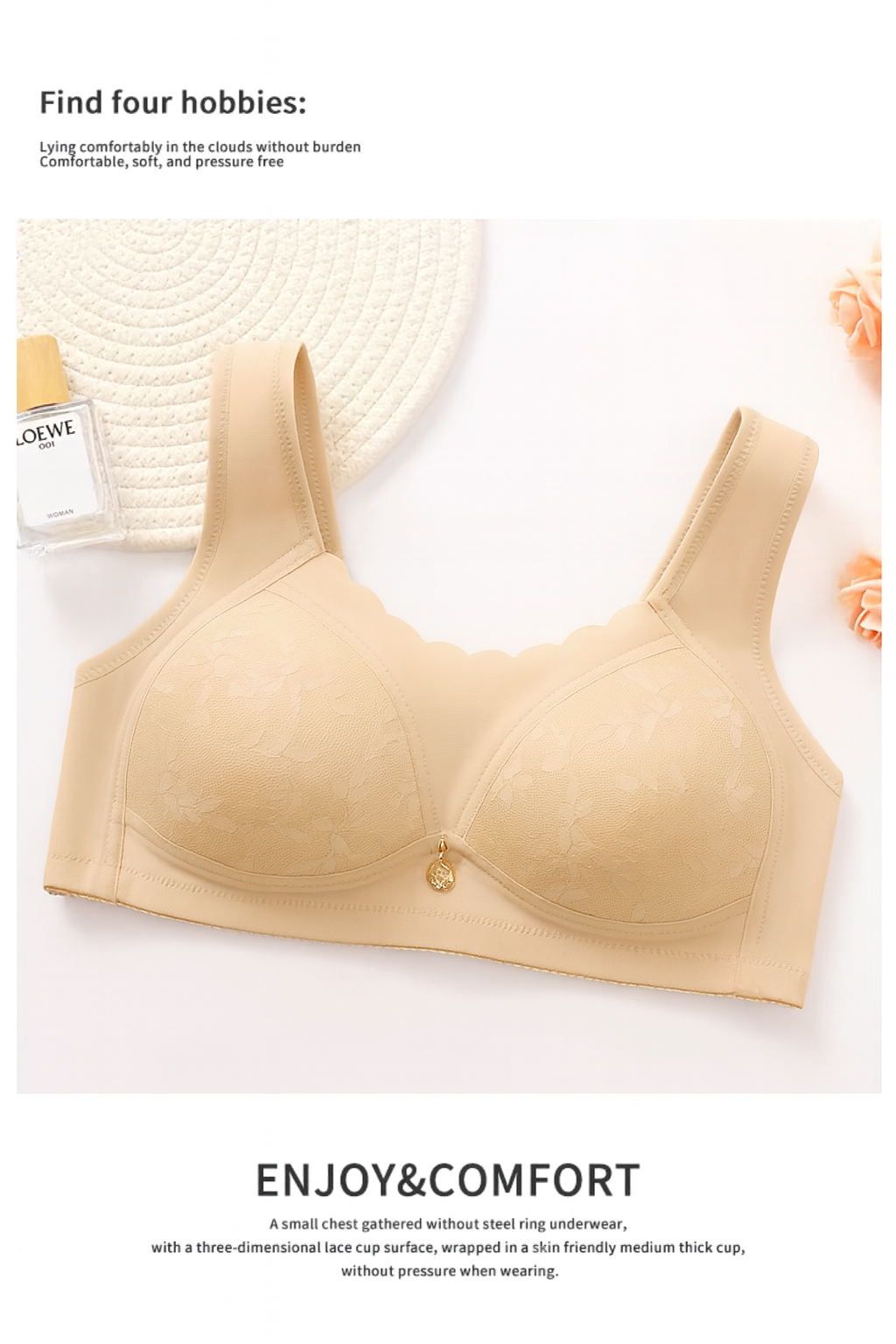 Elegant Full Coverage Padded Comfort Bra – Skin 402