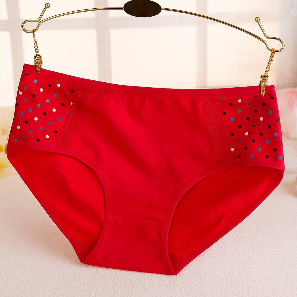 Side Dotted Panty Red