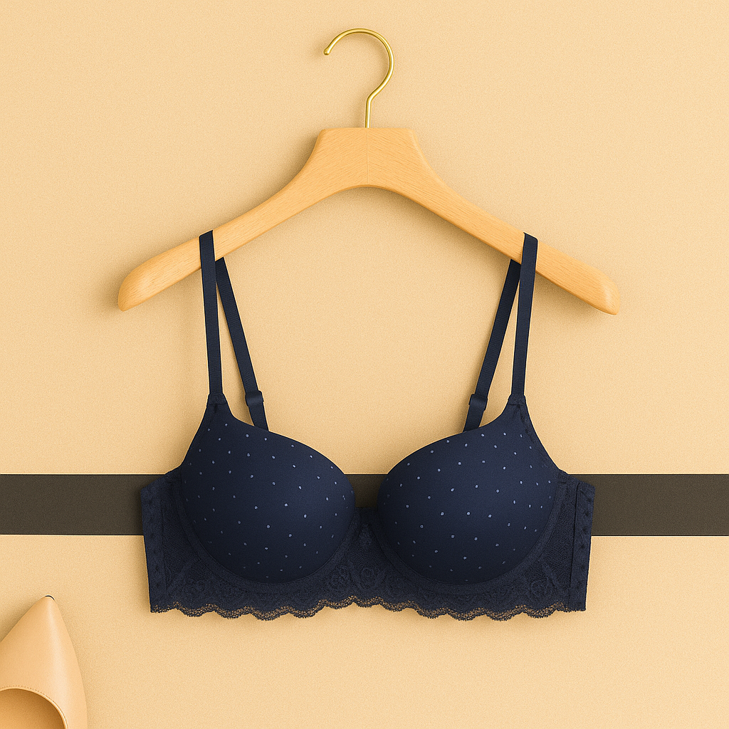 Polka Dot Push-Up Bra- Navy 453